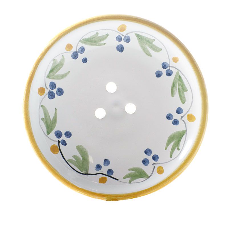 La Lavande Handmade and Handpainted French Round Soap Dish (Yellow Flower, 1 pc)