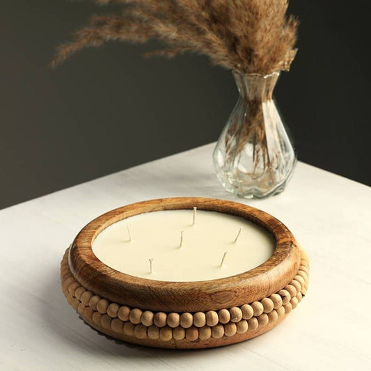 18oz. Wooden Candle with Beads