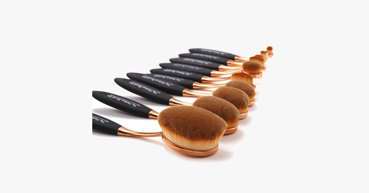 Black and Gold Oval Brush Set