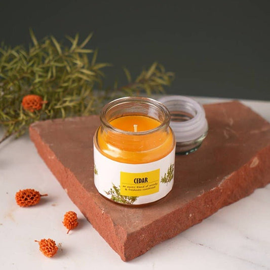 3oz Cedar Mason Jar Cande, Set of 4