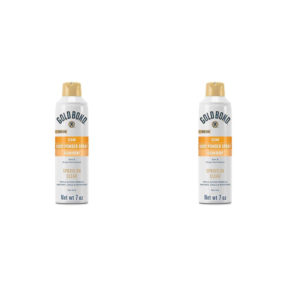 Gold Bond No Mess Clear Invisible Body Powder Spray, 7 oz., Absorbs Odor-Causing Sweat (Pack of 2)