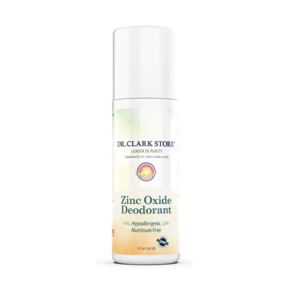 Dr Clark Zinc Oxide Roll-On Deodorant- NO Aluminum, Hypoallergenic, Paraben Free, Fragrance Free. Safe, Natural, & Effective