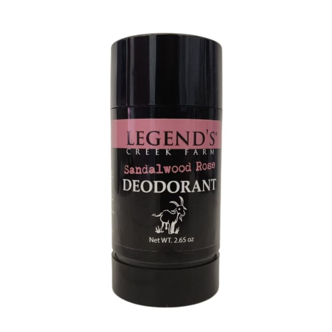 Legends Creek Farm Goat Milk Deodorant - Natural Deodorant for Men and Women with Sweet Almond Oil & Hydrating Vitamin E - 2.65 Oz Odor-Busting Formula and All Day Protection (Sandalwood Rose)