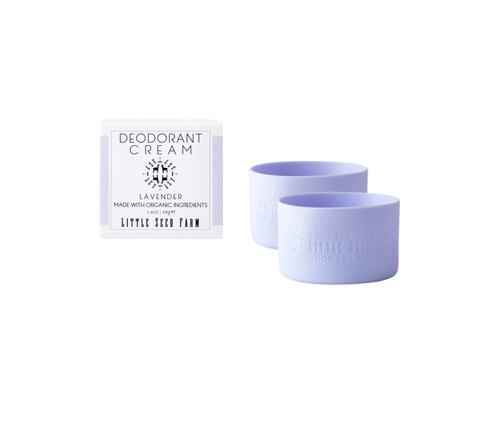 Little Seed Farm All Natural Deodorant Cream, Aluminum Free Deodorant for Women or Men, 2.4 Ounce - Lavender + Pastel Purple Jar Sleeves