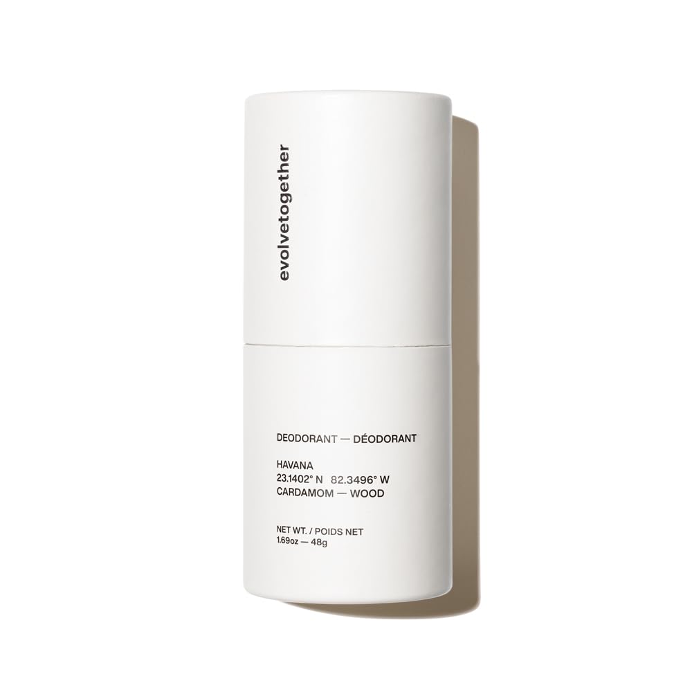 evolvetogether Plant-Powered Deodorant for Women & Men | Neutralizes Odors, Soothes Skin | Body Heat Activated Fragrance | Vegan, Cruelty-Free & 65% Less Plastic | Made in USA (Havana, 1.69 Oz)