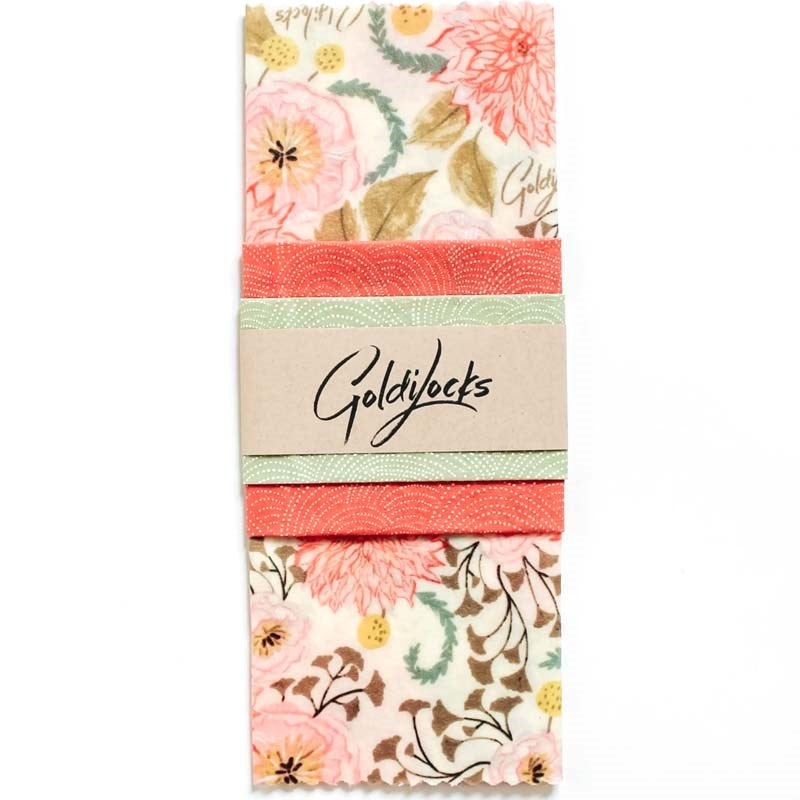 Beeswax Food Wrap Set: Pink Floral