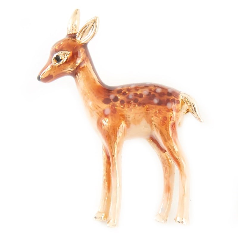 Enamel Fawn Brooch