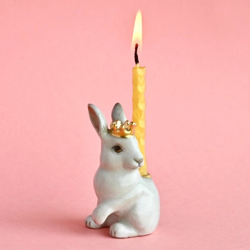 Royal White Rabbit Cake Topper