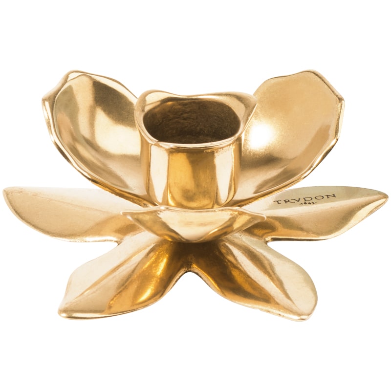 Gold Plated Flower Candlestick Holder