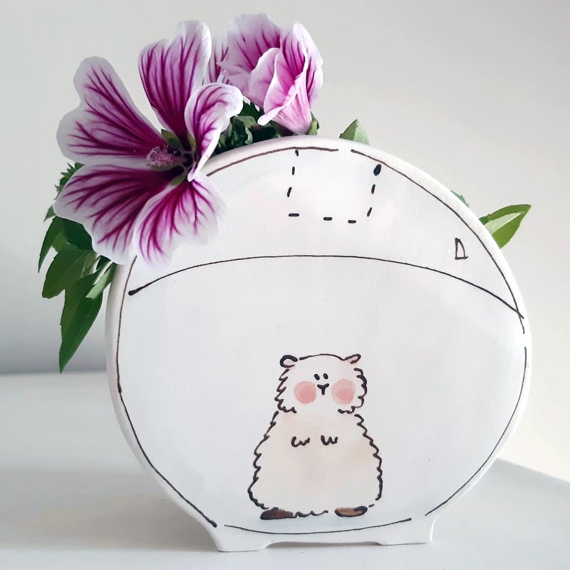 Small Hamster in a Ball Ceramic Planter