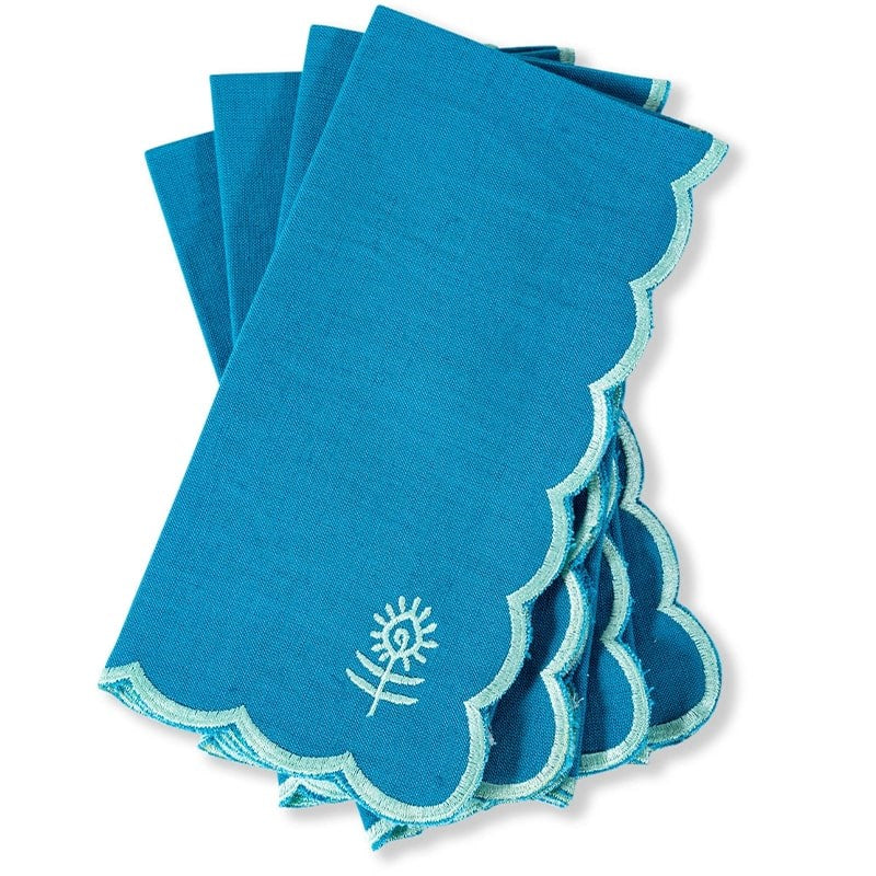 Furbish Studio Icon Linen Napkins - Peacock + Mint (4 pc)