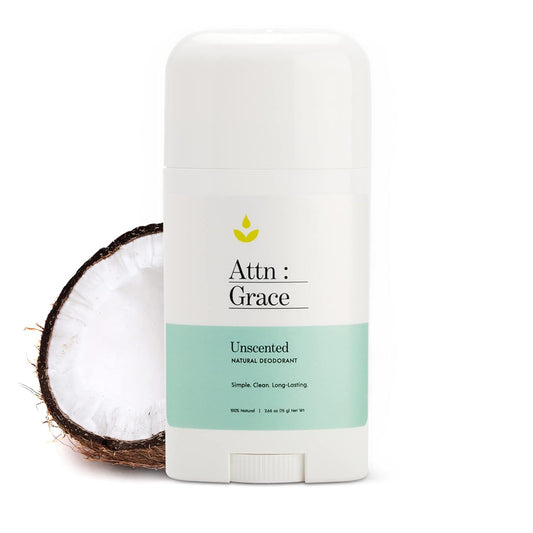 Attn: Grace Aluminum-Free Deodorant - All Natural Long Lasting and All Day Odor and Sweat Protection - No Harsh Chemicals, Vegan, Baking Soda Free, and Cruelty-Free (Unscented)
