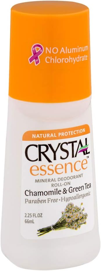 Crystal Deodorant Essence Roll-On 2.25 Ounce Chamomile/Green Tea (66ml) (6 Pack)