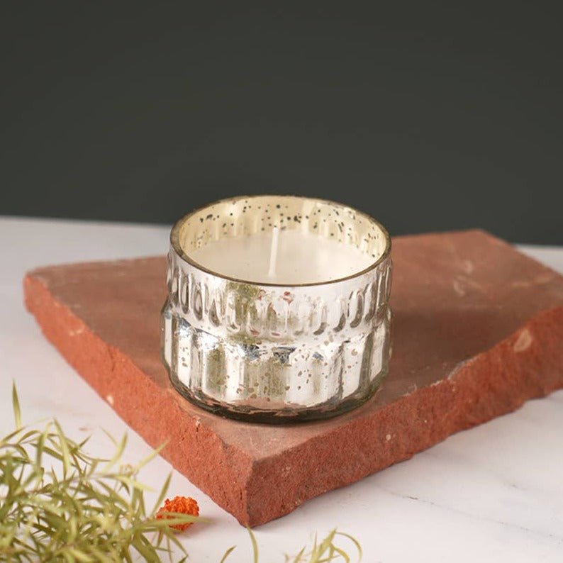 5.3oz Mercury Glass Votive, Set of 2