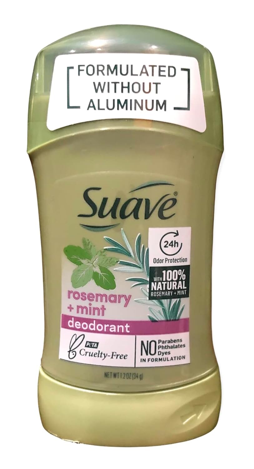 Suave Aluminum-Free 24 hr Odor Protection Deodorant with Rosemary + Mint (Pack of 6)