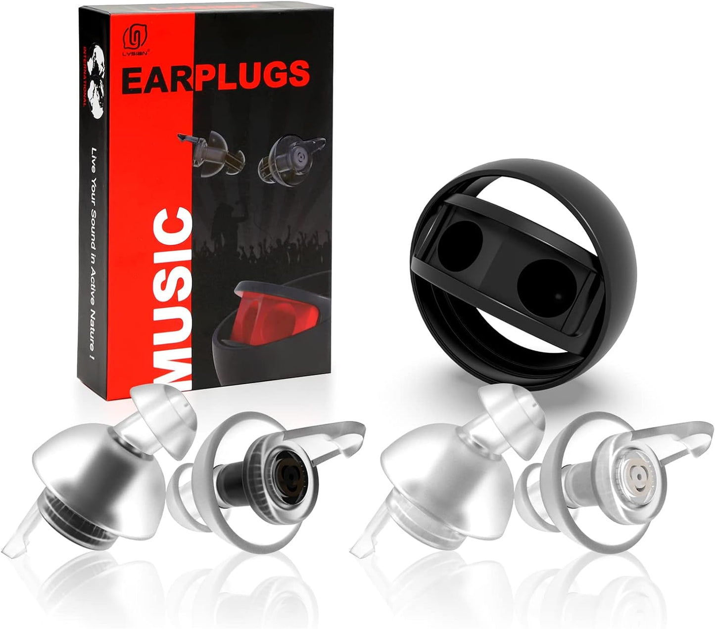 LYSIAN High Fidelity Ear Plugs for Concerts, Noise Cancelling Concert Earplugs for Musicians, Motorcycle, Music Festival, Games, DJ, Drumline-2 Pairs