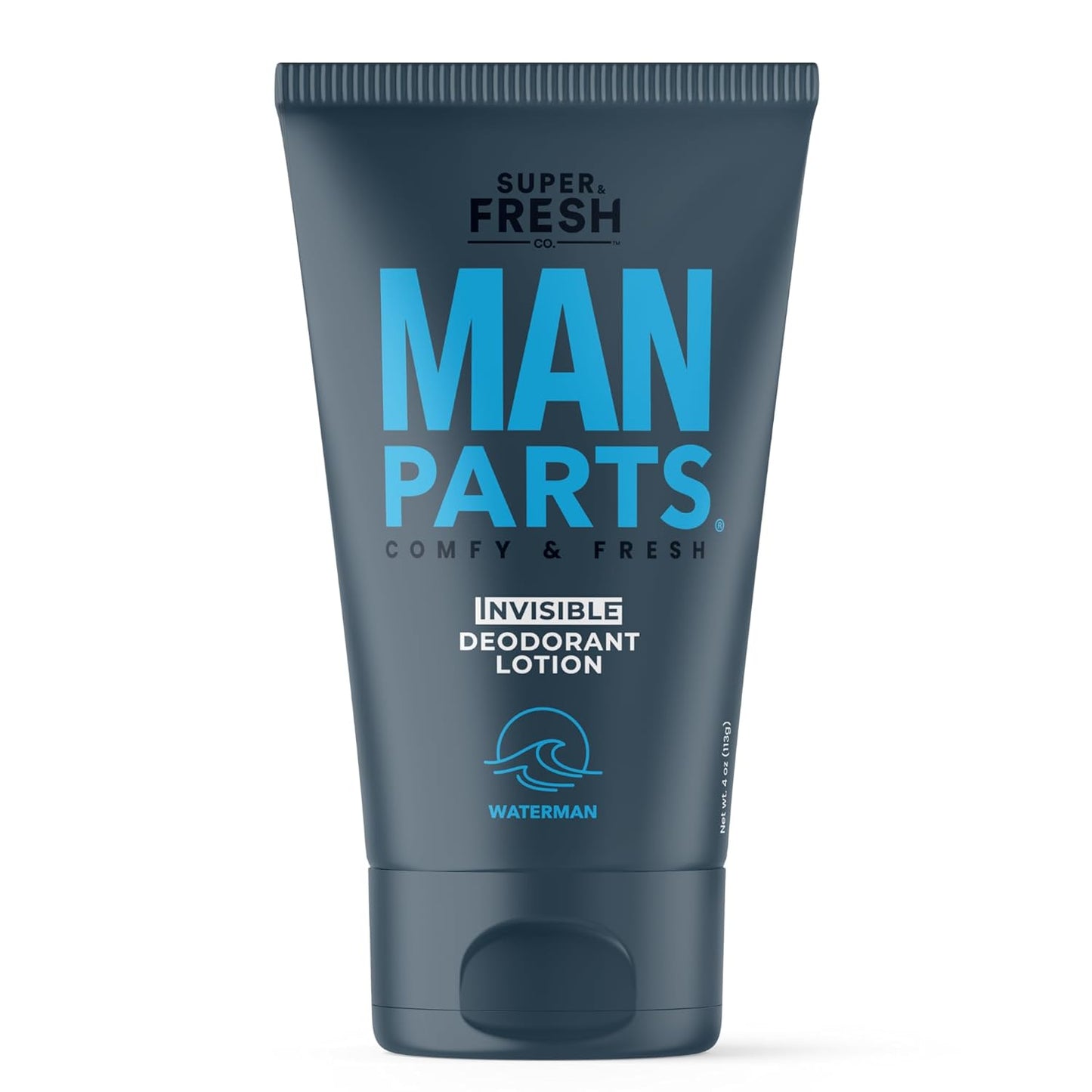 Super Fresh Man Parts Ball Deodorant for Men - INVISIBLE LOTION - Mens Hygiene Cream for Groin, Butt, & Body - Fresh Control Odor, Anti Chafing, Stop Itch, Absorb Sweat - Aluminum Free - 4 oz Tube
