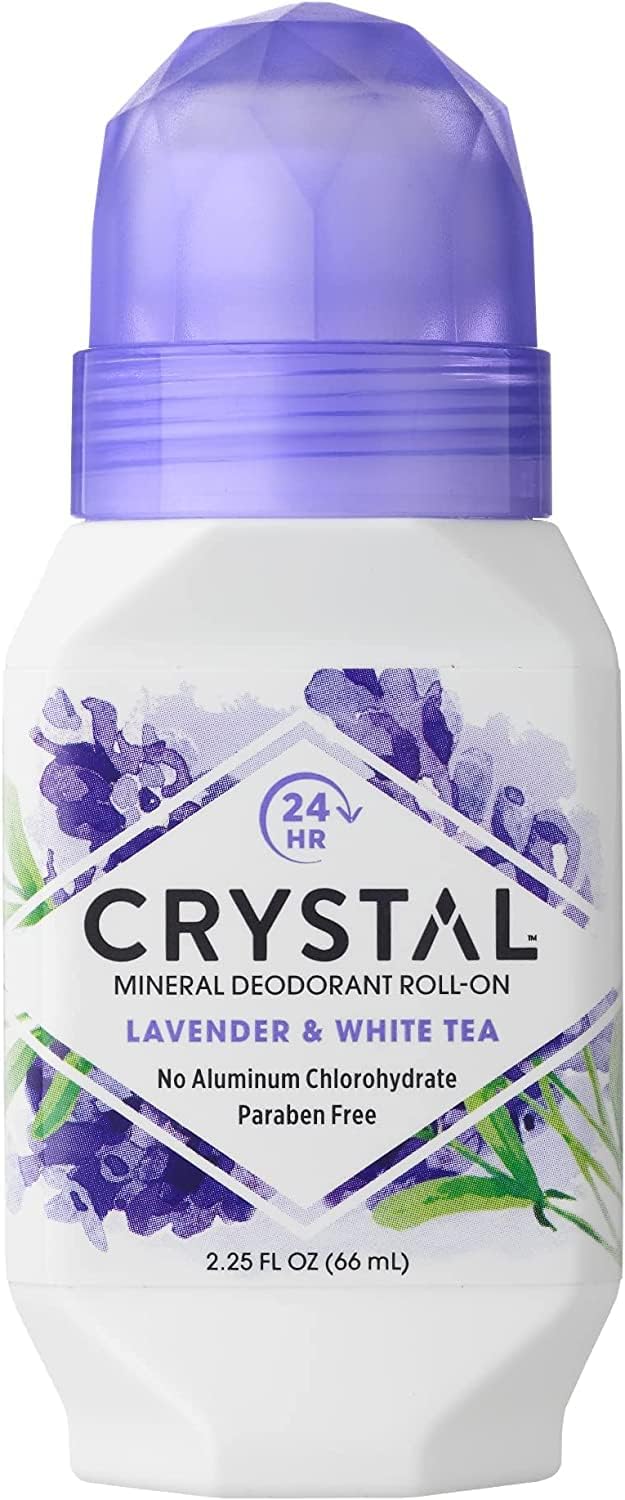 Crystal Mineral Deodorant Roll-On, Lavender & White Tea 2.25 oz (Pack of 4)