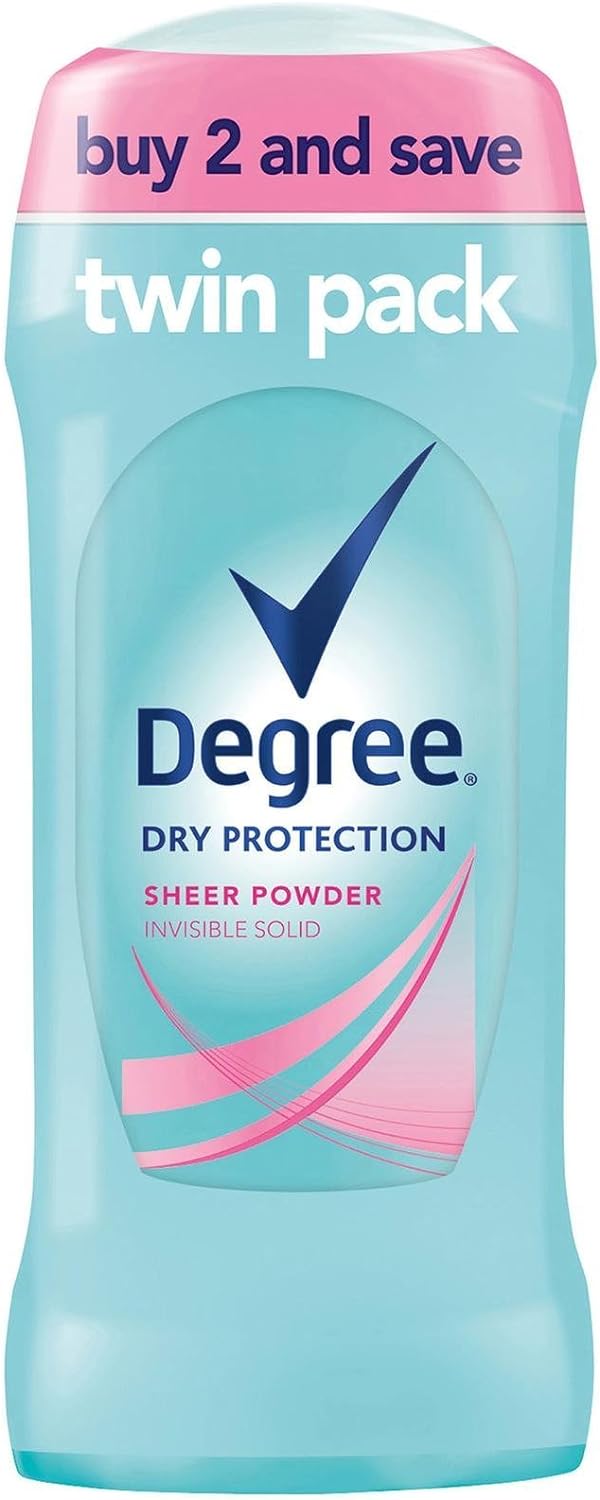 Degree Deodorant Sheer Invisible Solid, Twin Pack - Powder - 2.6 oz