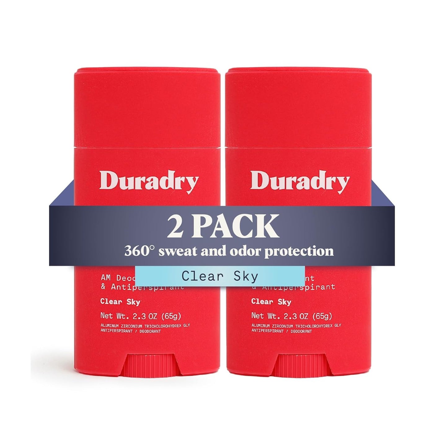 Duradry AM Deodorant & Antiperspirant - Prescription Strength Deodorant for Hyperhidrosis, Antiperspirant for Women & Men, Armpit Sweat Protection, Silicone-free - Clear Sky, 2.3 Oz (Pack of 2)