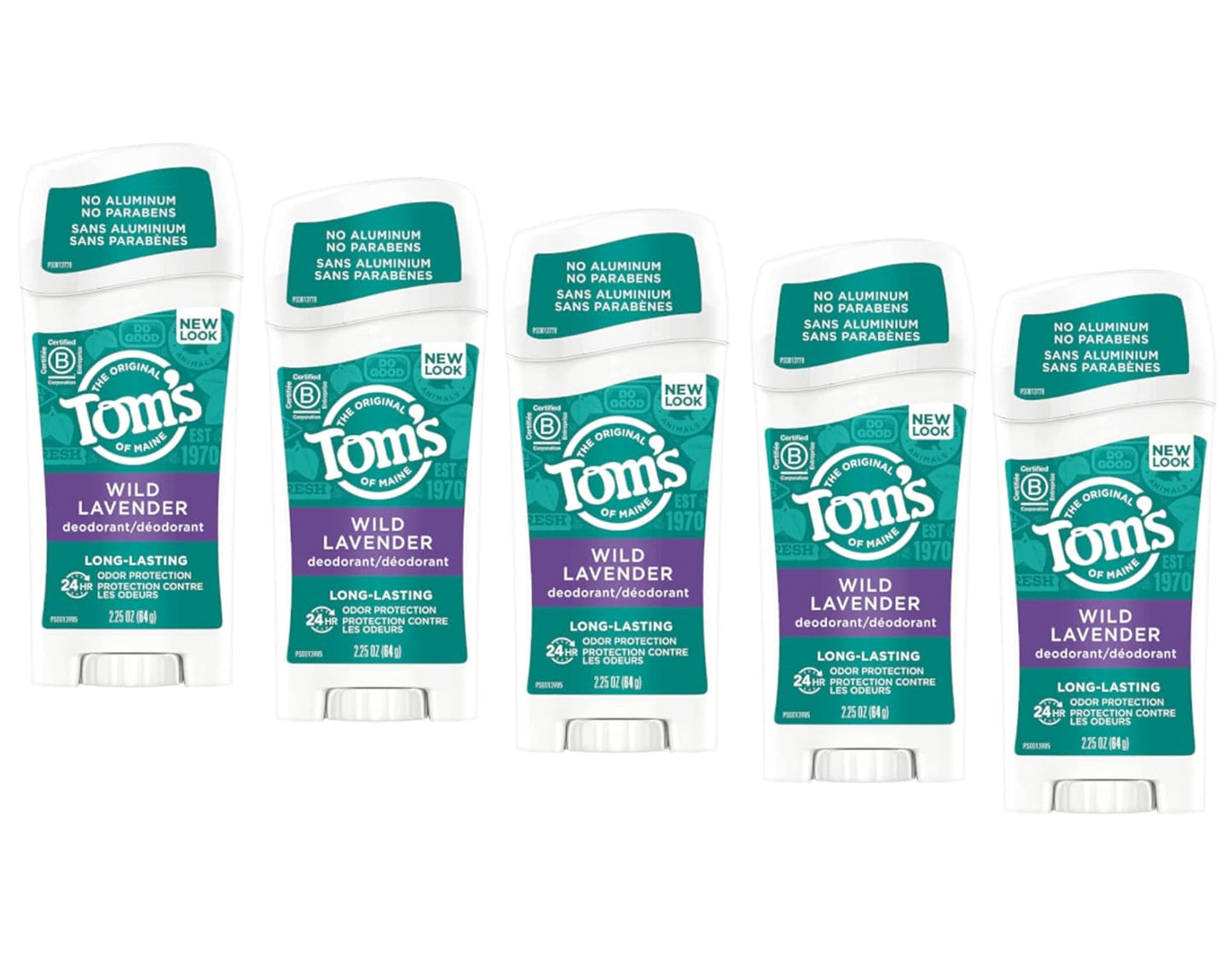 Tom's of Maine Natural Long-Lasting Deodorant Stick Lavender 2.25 Oz (Pack of 5)