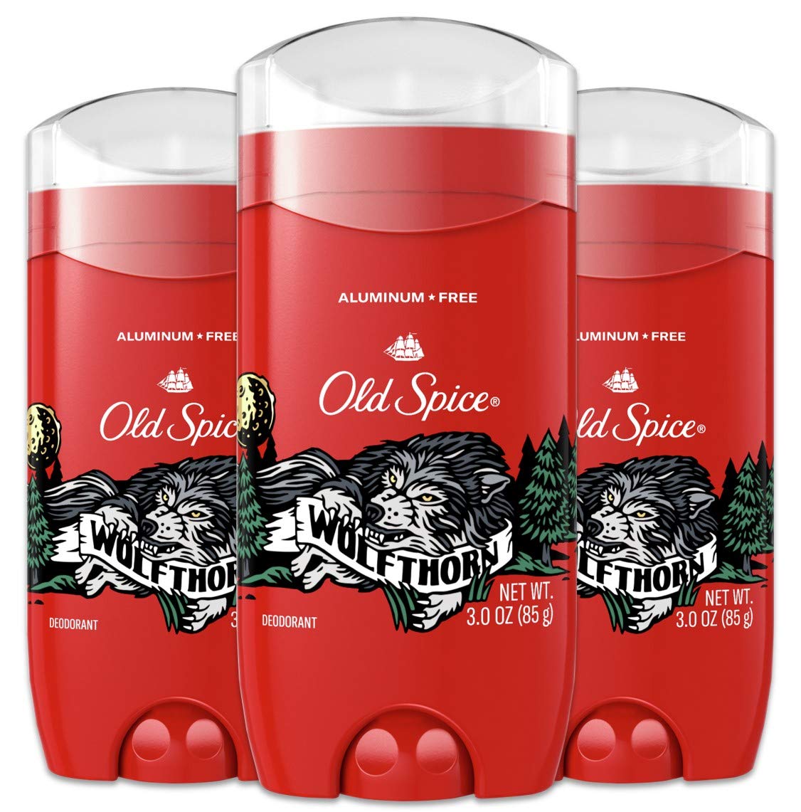Old Spice Aluminum Free Deodorant for Men, Wolfthorn, 48 Hr. Protection, 3 oz each, Pack of 3