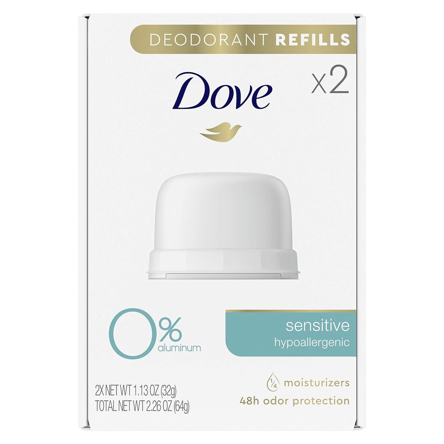 Dove Deodorant Refills Refill Kit 0% Aluminum Sensitive Aluminum Free Deodorant, 1.13 oz