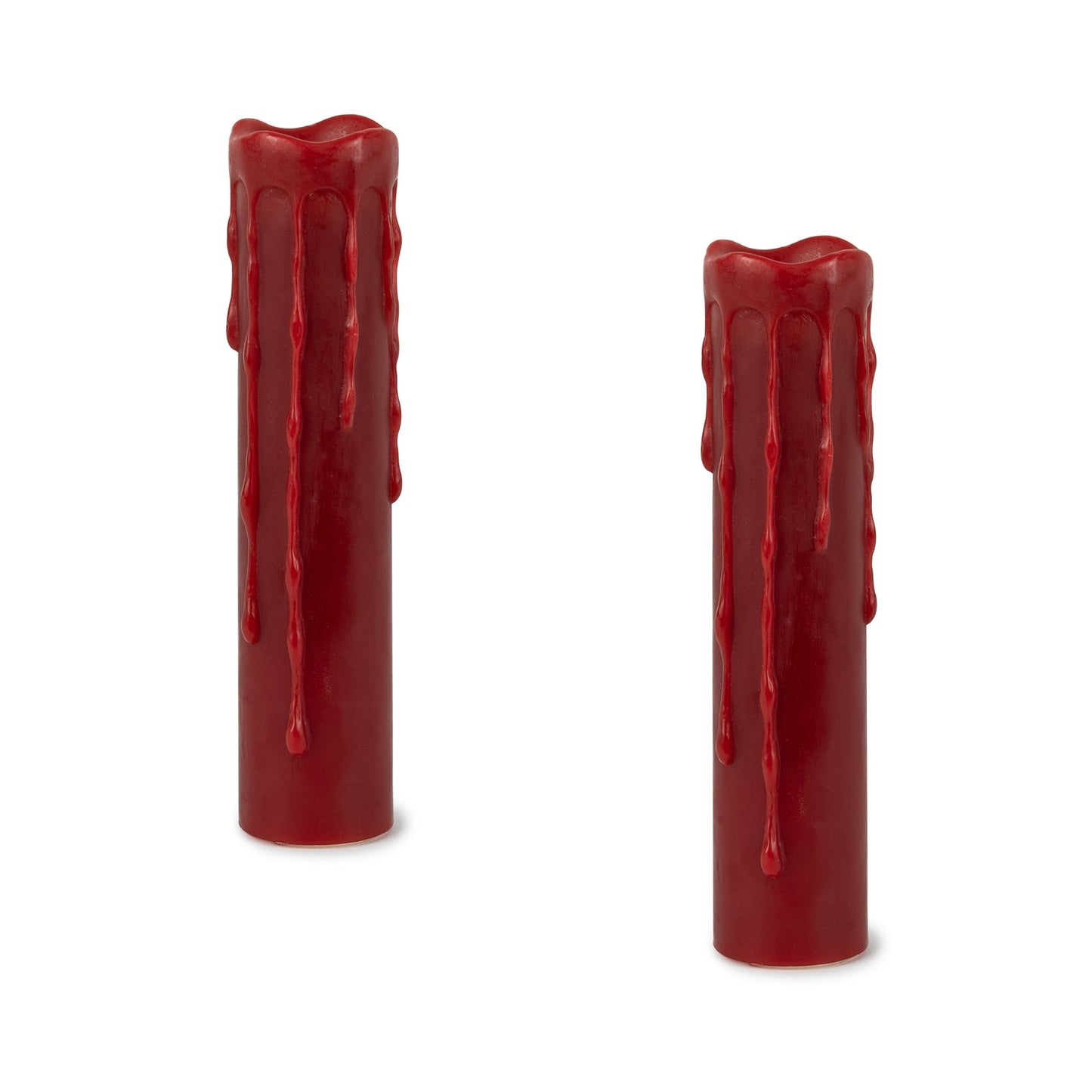 Red LED Dripping Wax Designer 8" Candle with Remote, Set of 2
