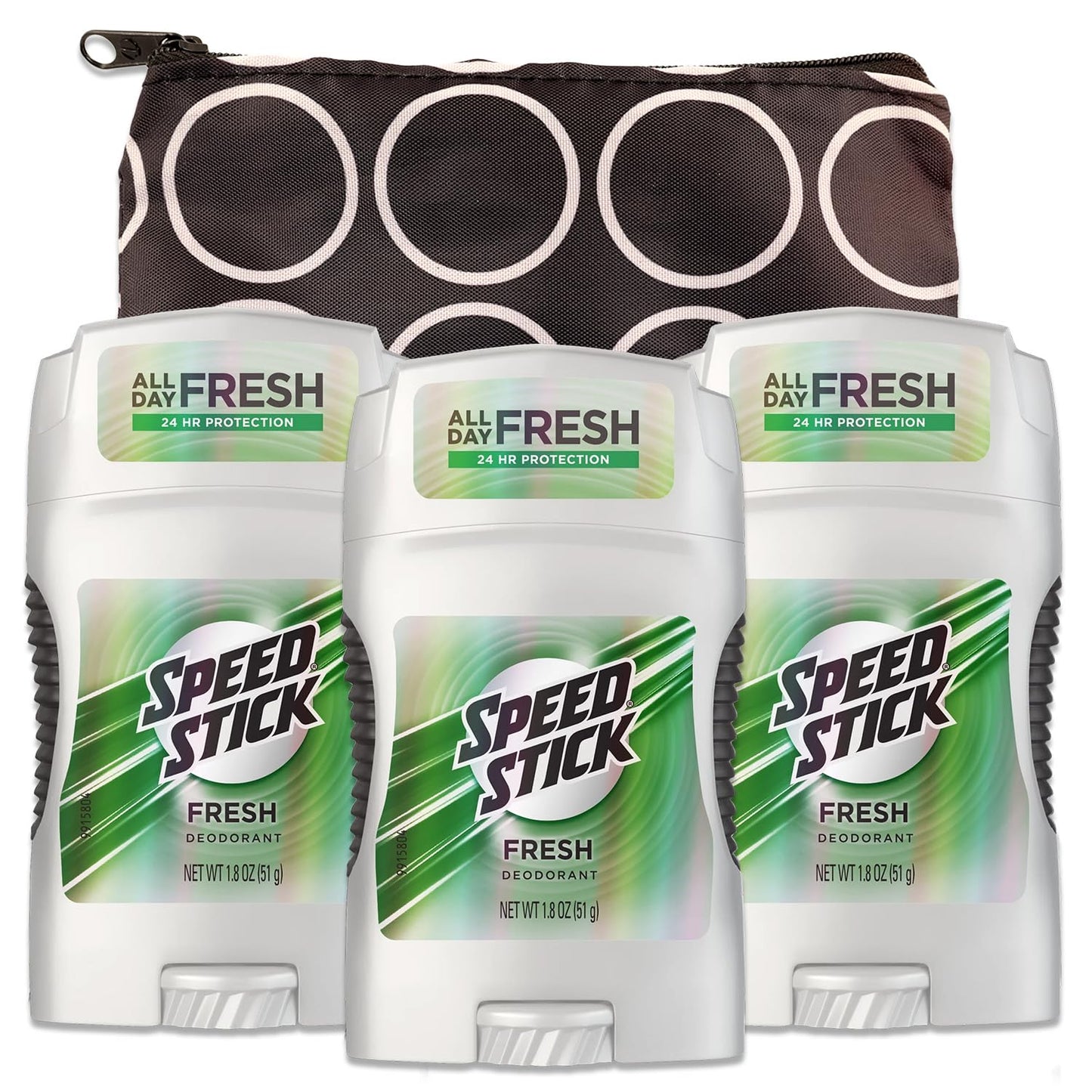 Speed Stick Fresh Antiperspirant Deodorant for Men Travel Pack - 3 Pack Fresh Deodorant Travel Size 1.8 Oz Bundle with Bag | Travel Size Deodorant Men