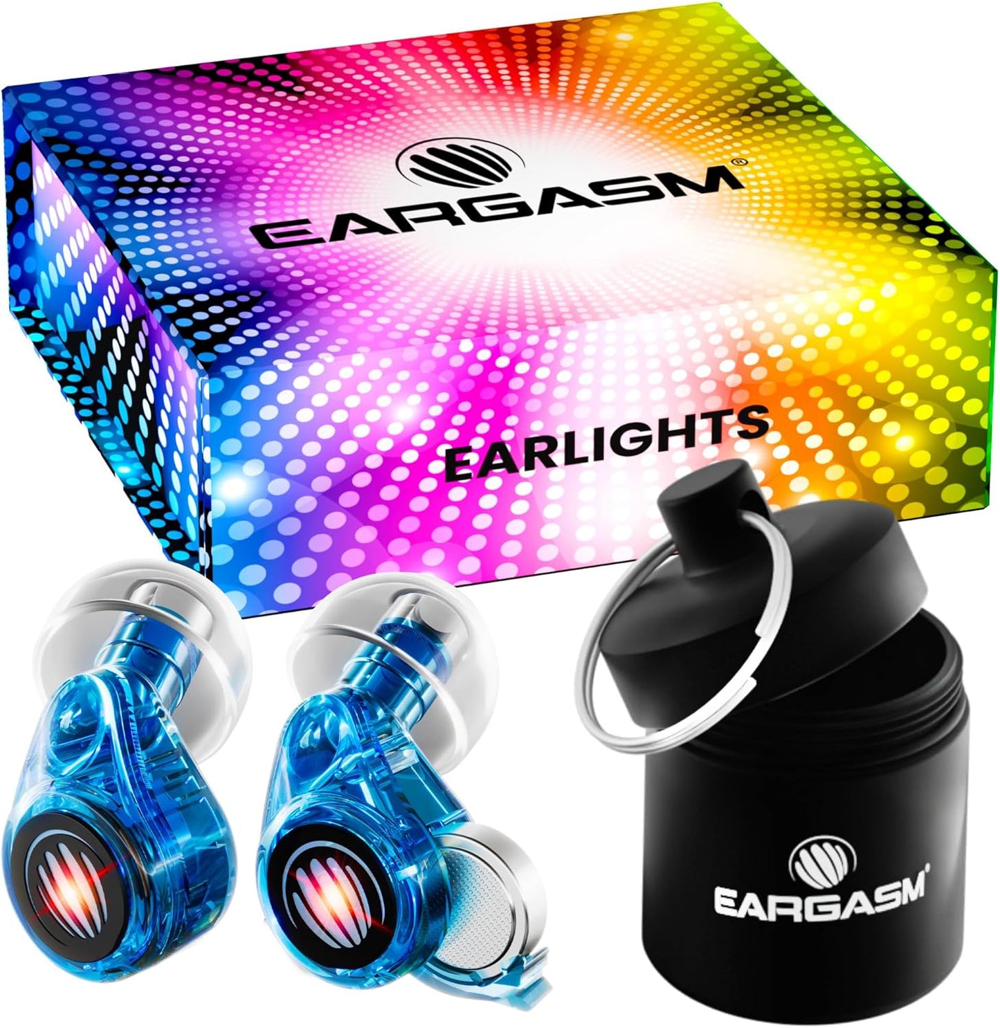 Eargasm Earlights Light Up High Fidelity LED Earplugs for Concerts, Festivals, Raves, Musicians, Sports Events, Live Entertainment for Safe Noise Reduction (Premium Gift Box Packaging)