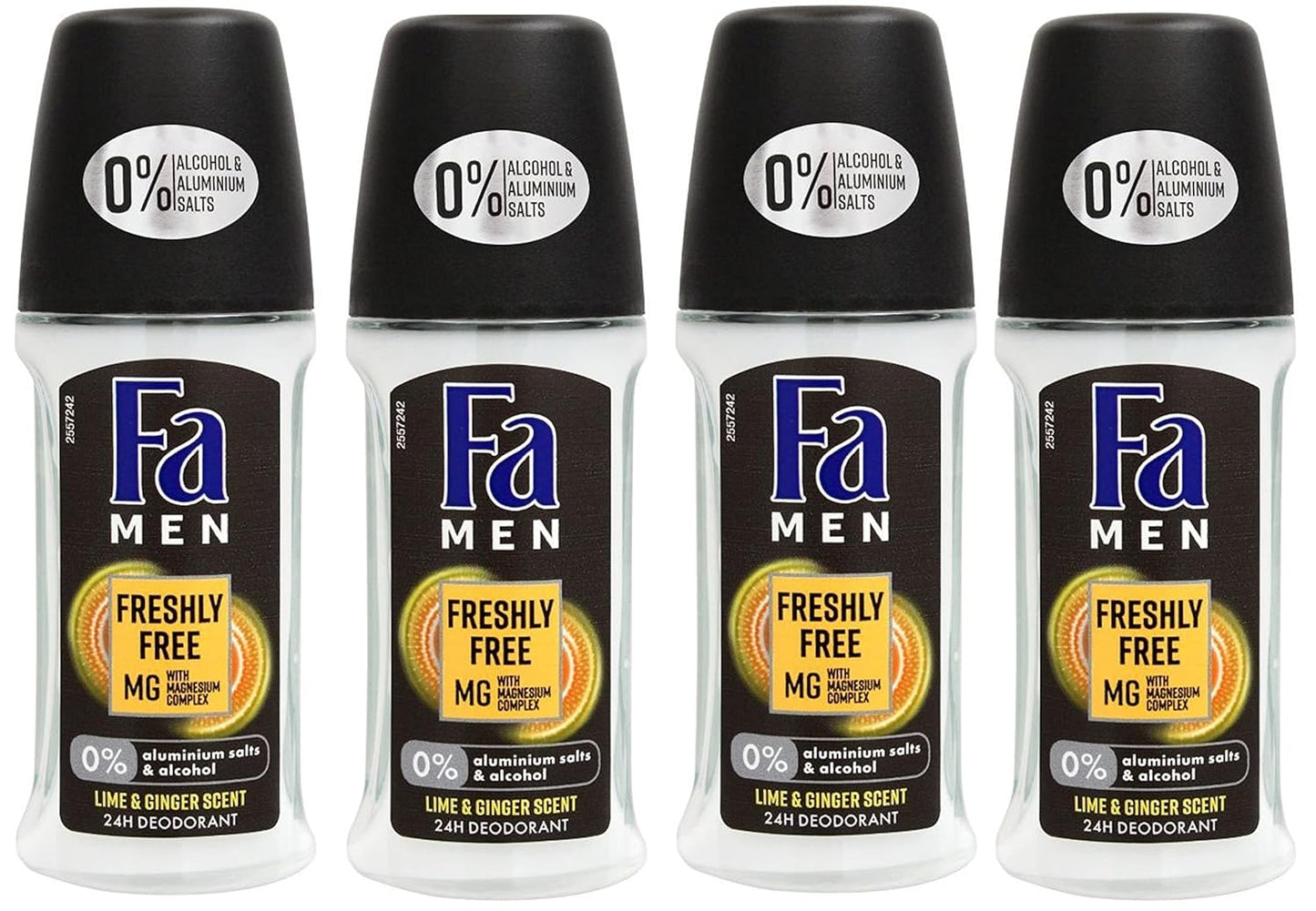 Fa Deodorant 1.7 Ounce Roll-on, Men & Women, 50ml - 4 Pack (Lime Ginger)
