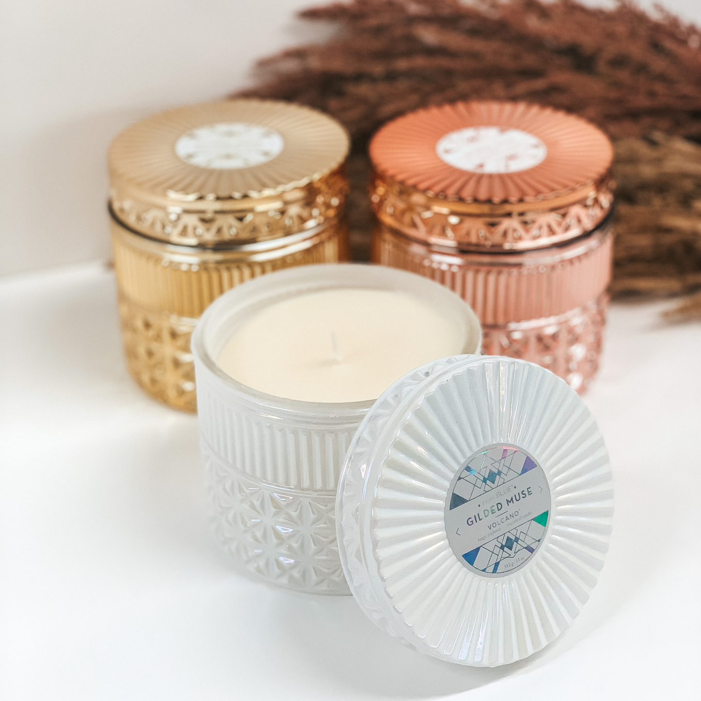 Capri Blue | 11 oz. White Opal Faceted Candle | Volcano