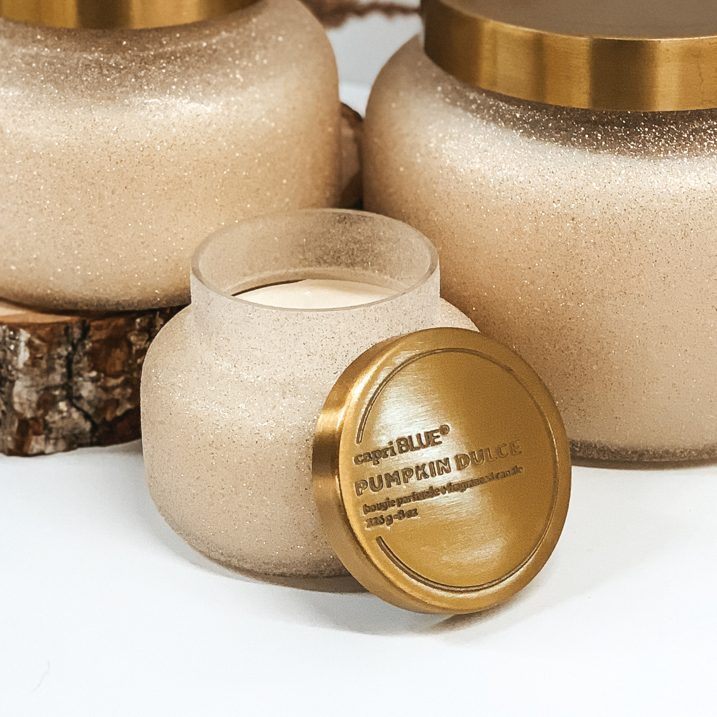 Capri Blue | 8 oz. Petite Jar Candle in Champagne Glitter | Pumpkin Dulce