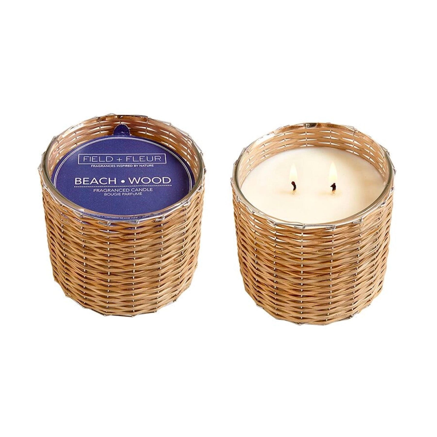 Beach Wood Handwoven Wicker Candle