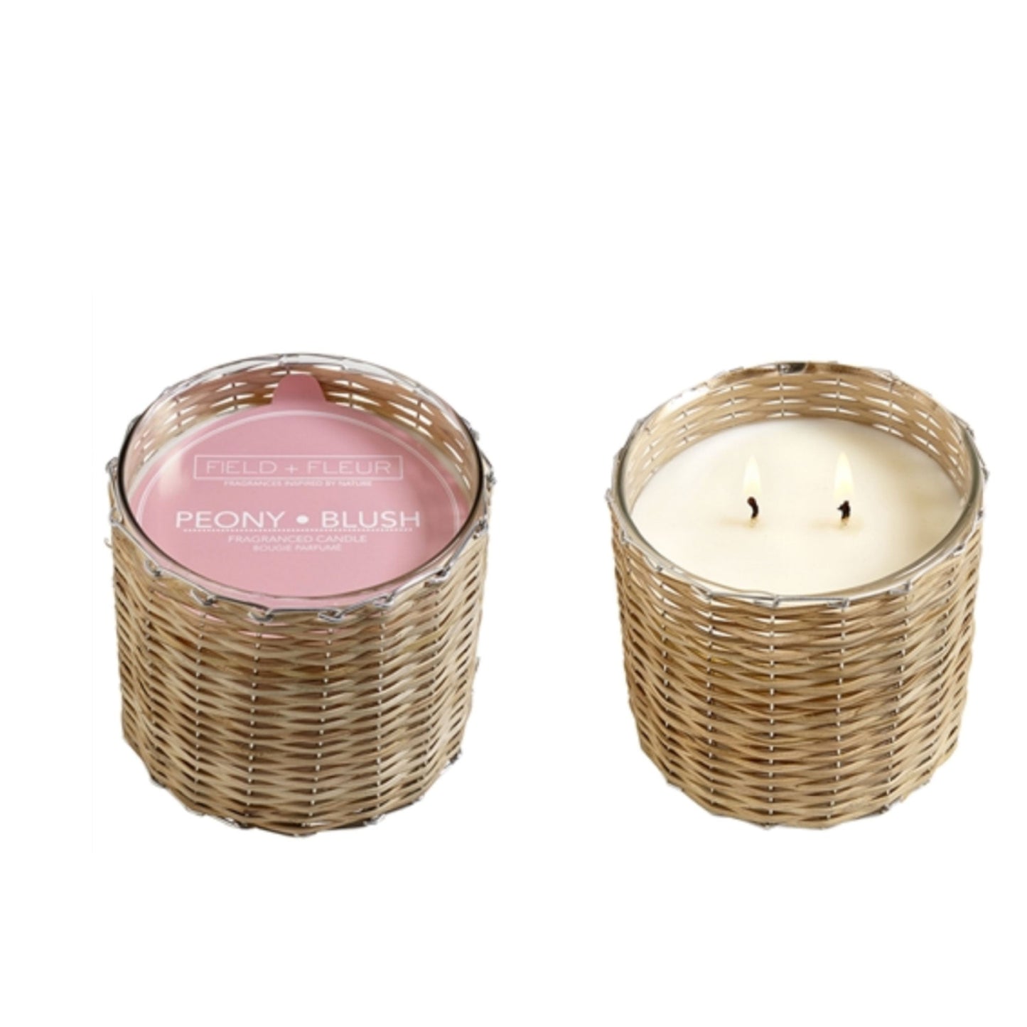 Peony and Blush Handwoven Wicker Candle