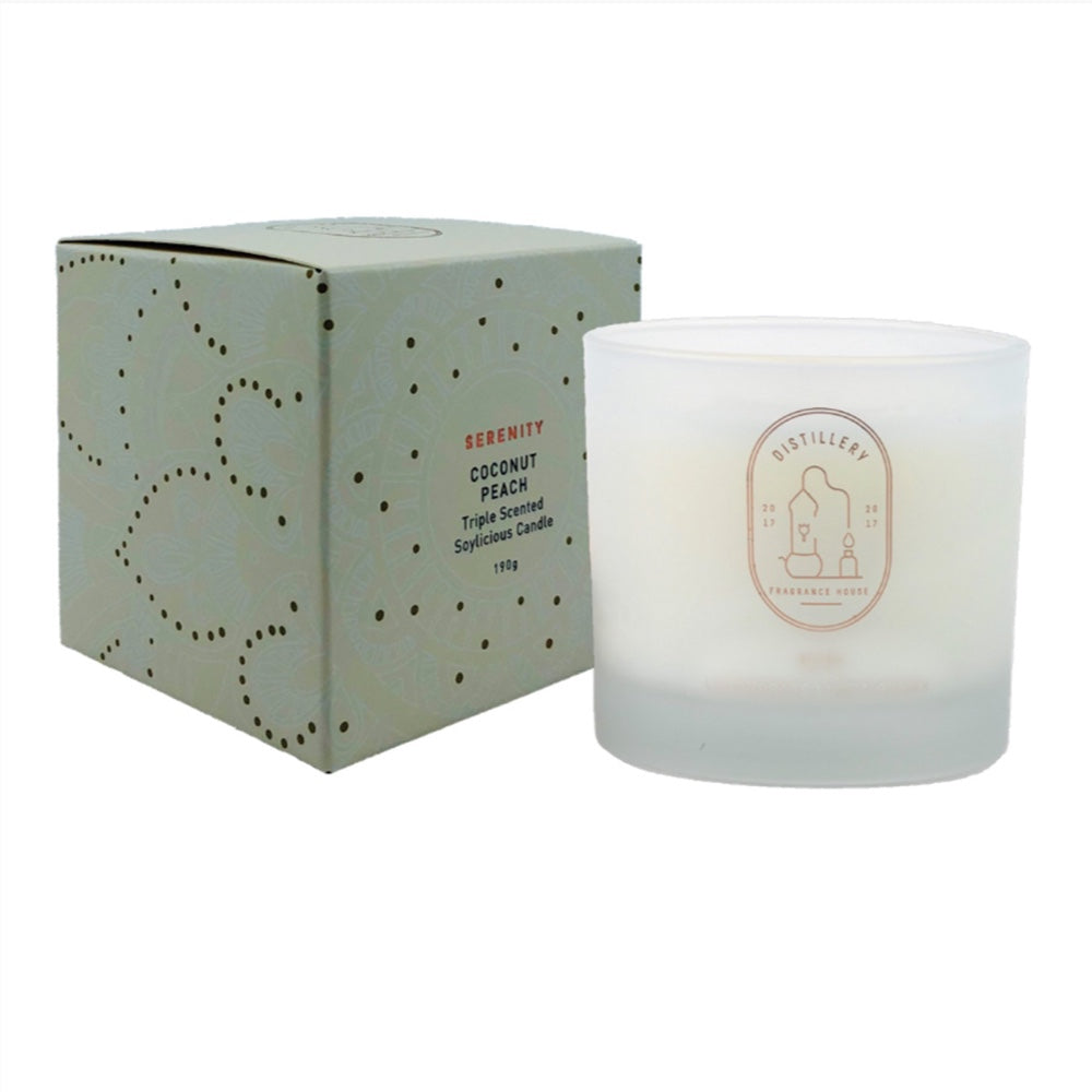 DISTILLERY FRAGRANCE HOUSE Soy Candle 190g Serenity (Coconut Peach)