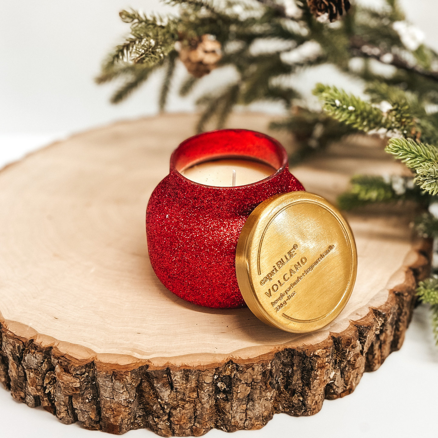 Capri Blue | 8 oz. Petite Jar Candle in Red Glitter | Volcano