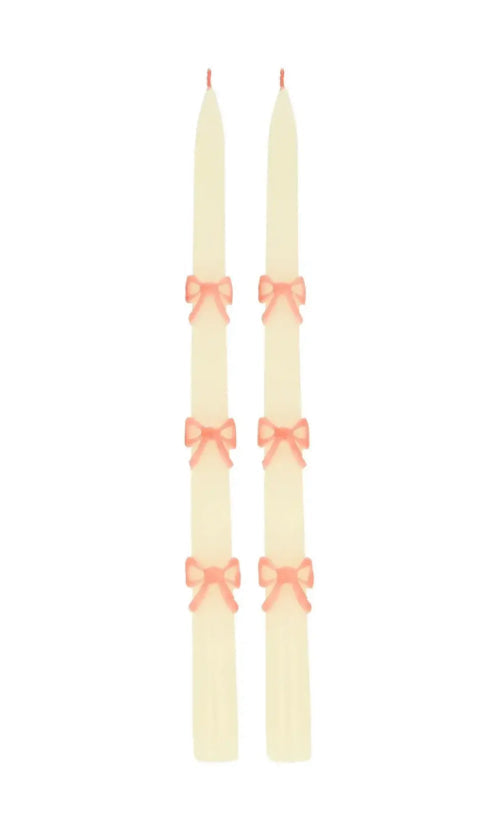 Pink Bow Taper Candles