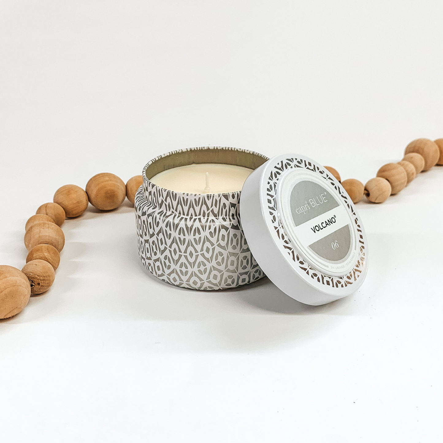 Capri Blue | 8.5 oz. Printed Tin Travel Candle in White | Volcano