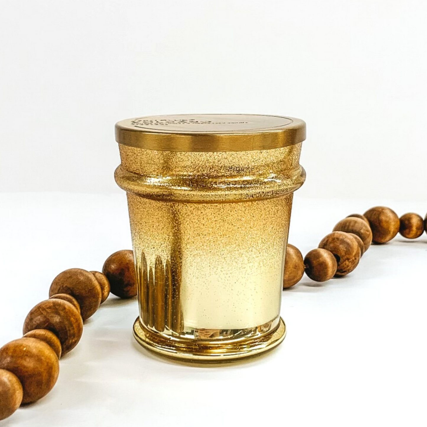 Capri Blue | 8 oz. Found Glass Candle in Gold Glitter Ombre | Volcano