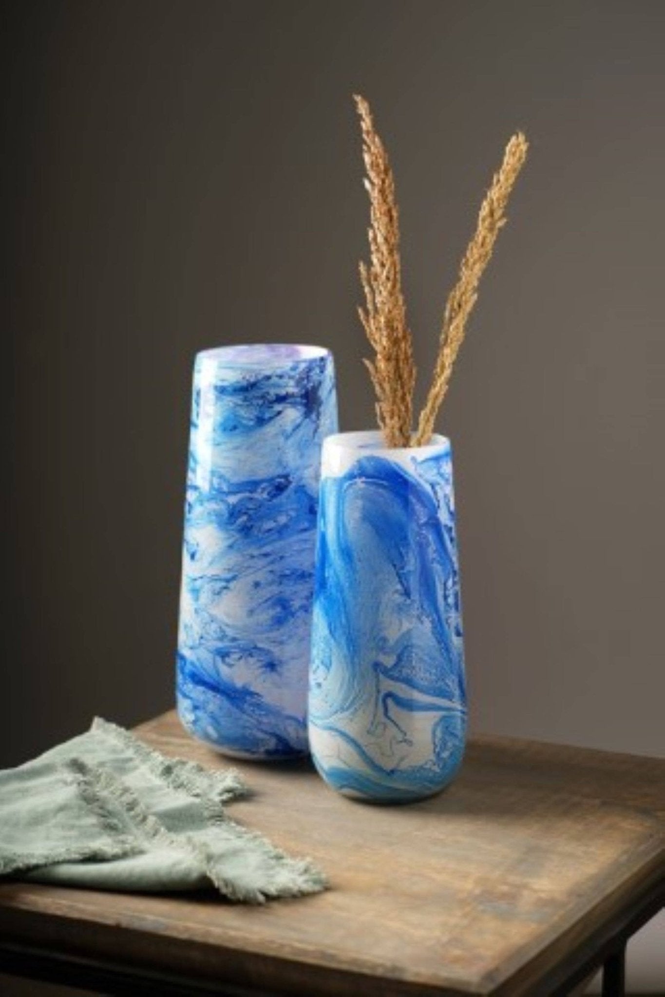 Blue & White Marble Finish, Long Vase
