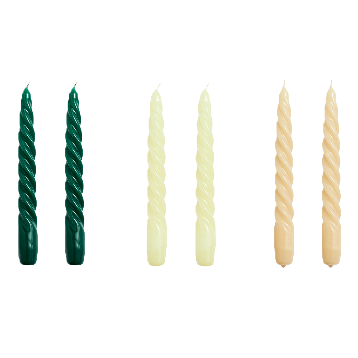 HAY | Twist Candle Set of 6 - Green, Citrus and Beige