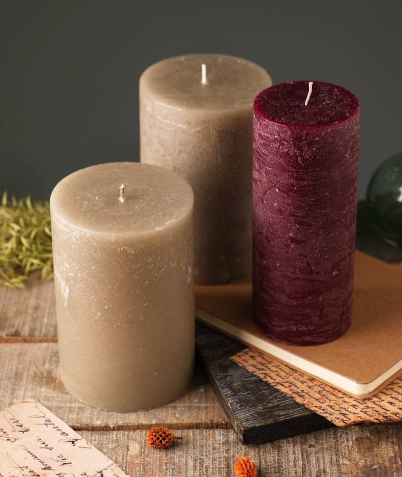 Rustic Pillar Candle, Set of 3