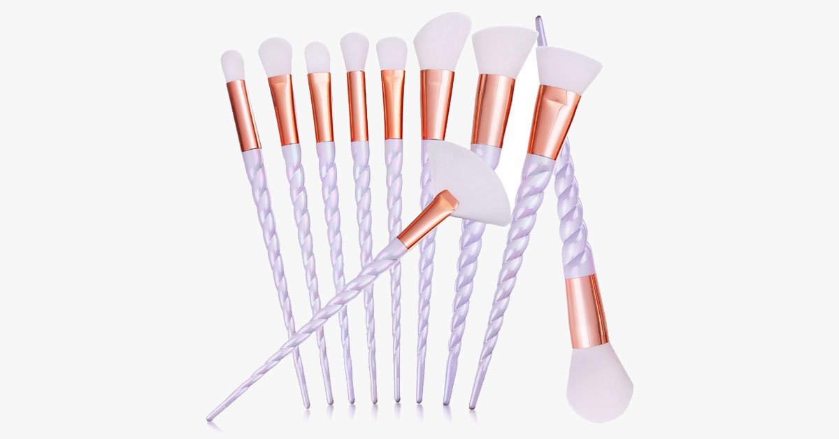 Professional 10 Piece Unicorn Brush Set – Add Some Colors and Plenty of Bling To Your Makeup Set