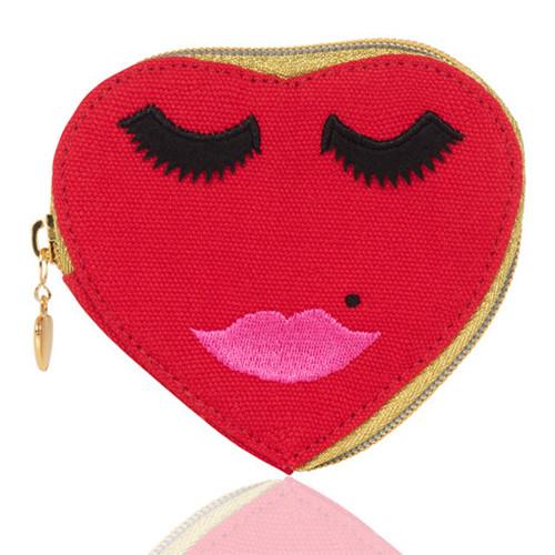Lovely Lashes Canvas Heart Purse by Emma Lomax London Makeup Bag Emma Lomax Red