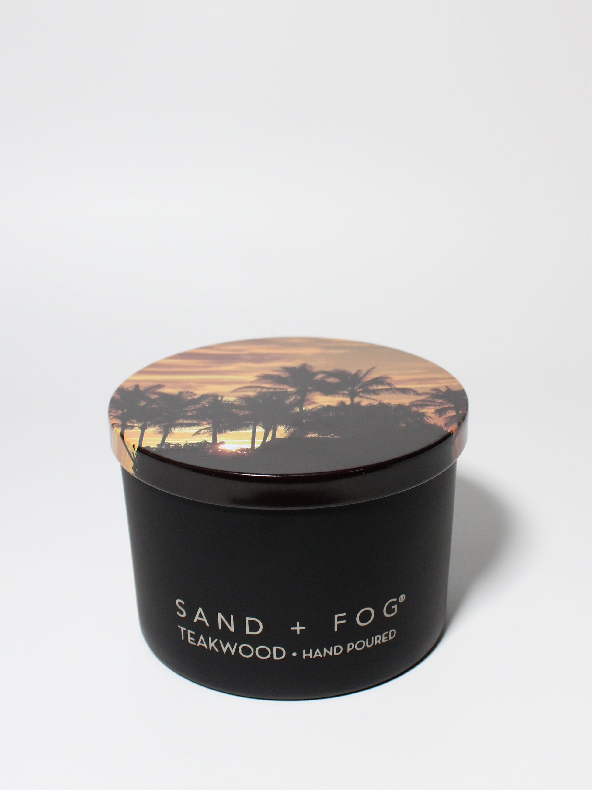 Teakwood 12 oz Black vessel with Photo Palm Trees Landscape Lid Default Title