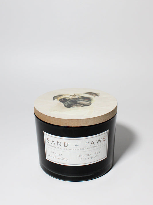 Sand + Paws Vanilla Sandalwood 12 oz scented candle