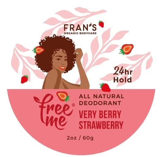 Fran's Organic Bodycare FreeMe Natural Cream Deodorant for Women (Very Berry Strawberry) - Aluminum Free, Fruity Aroma, Long Lasting and Effective for All Day Coverage, 2oz