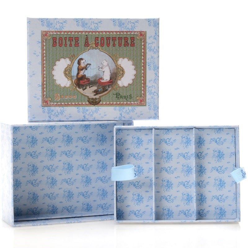 Empty Vintage Sewing/Storage Box Cat and Dog