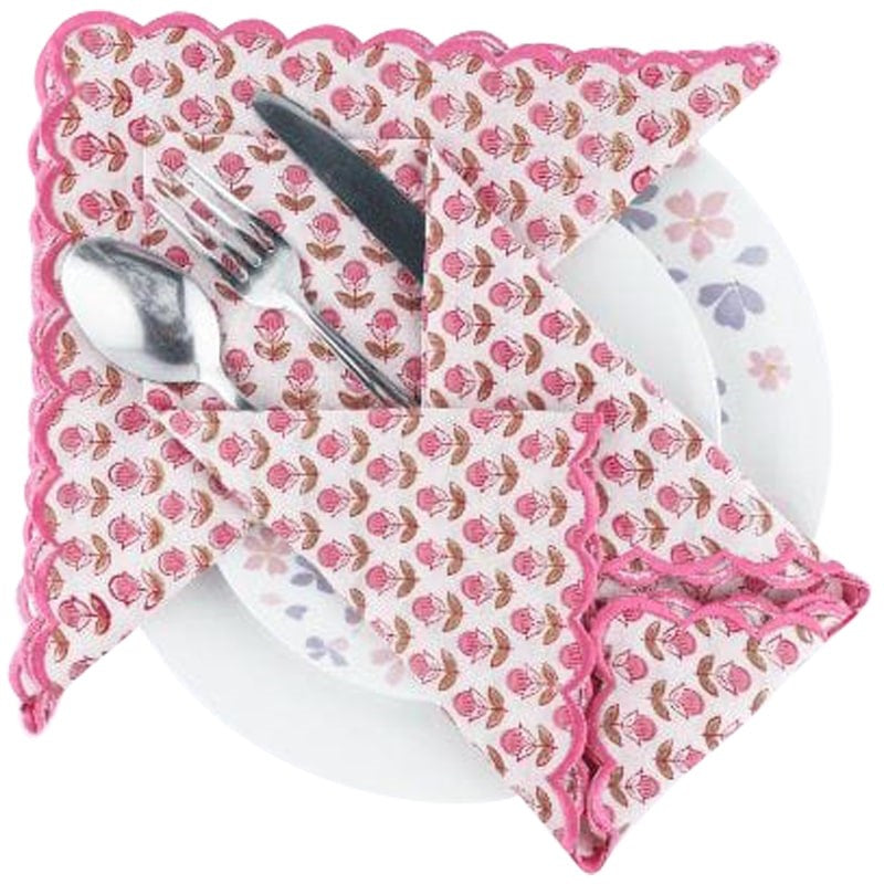 Poppy Scalloped Table Napkin Set of 2